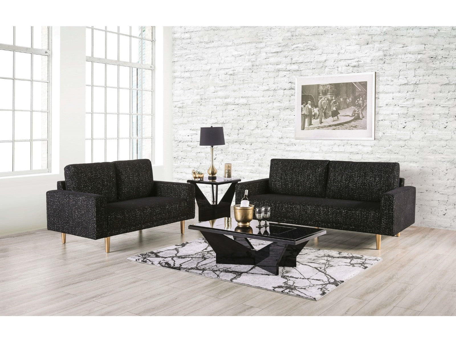 Elverum Black Sofa & Loveseat