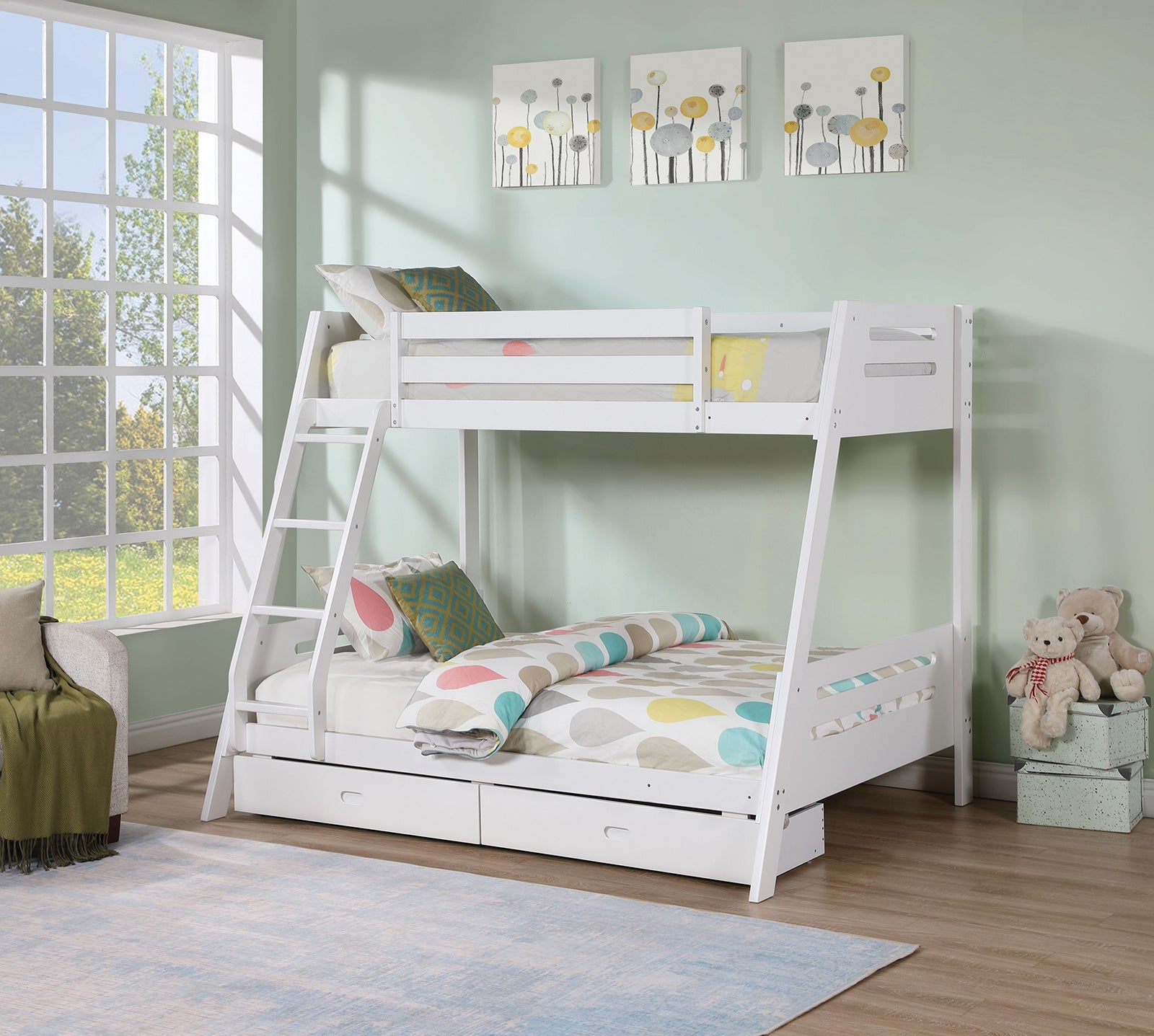 Emilee White Twin/Full Bunk Bed