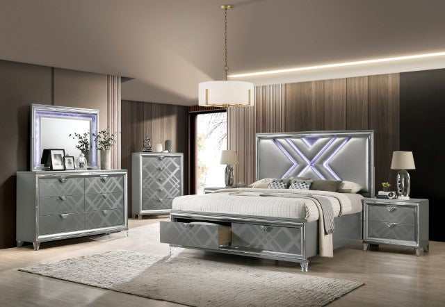 Emmeline Silver Mirror w/ LED Lights