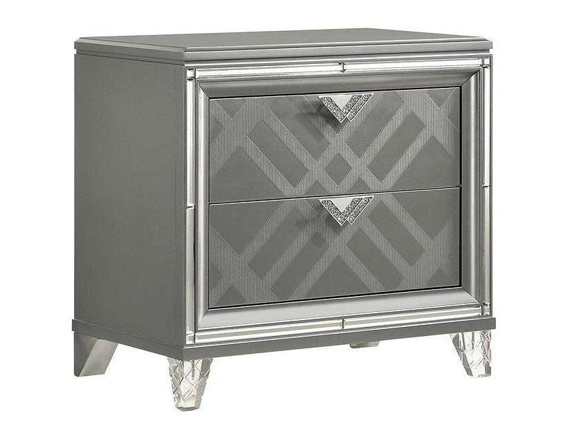 Emmeline Silver Nightstand w/ USB Charge