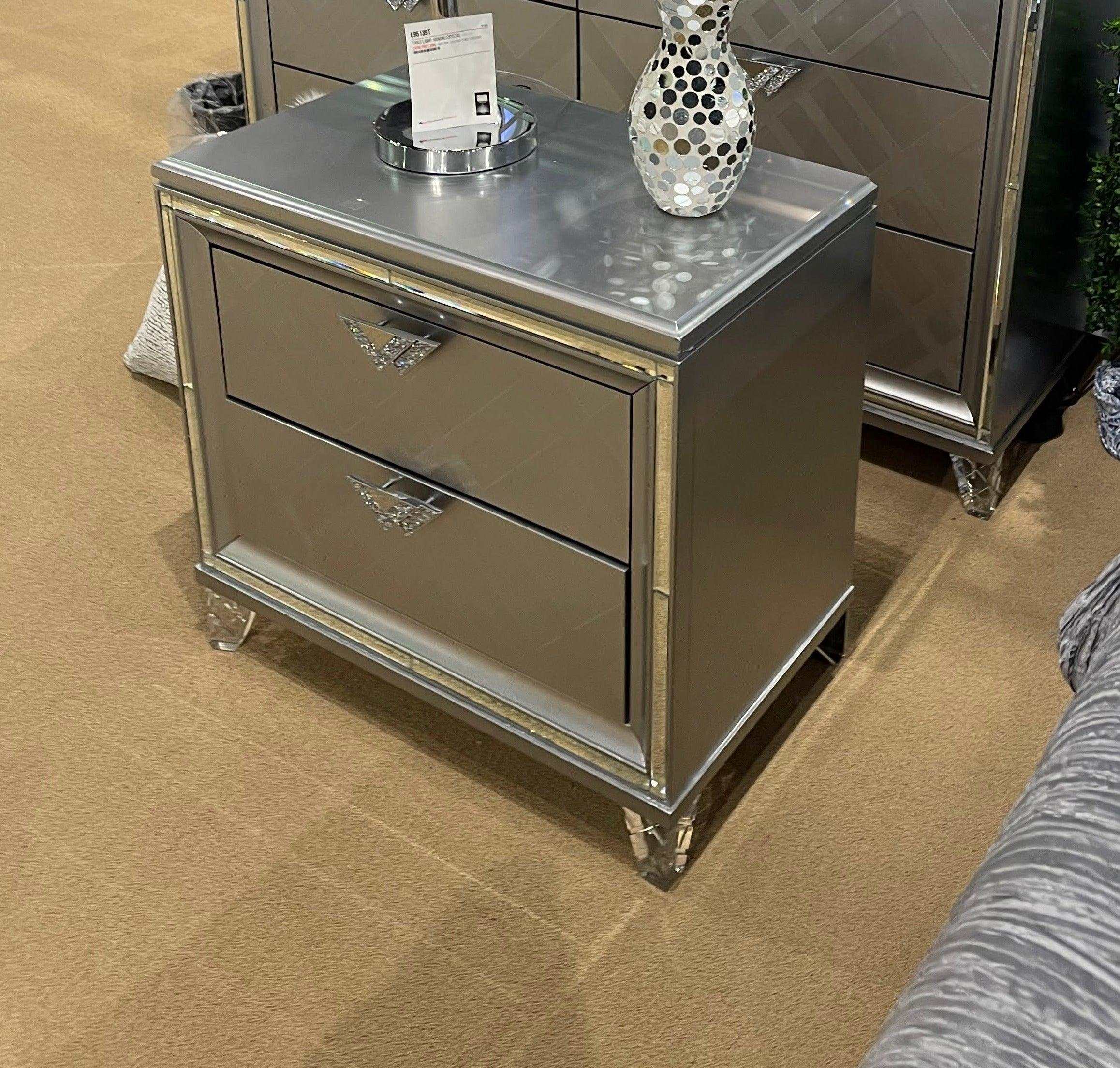 Emmeline Silver Nightstand w/ USB Charge