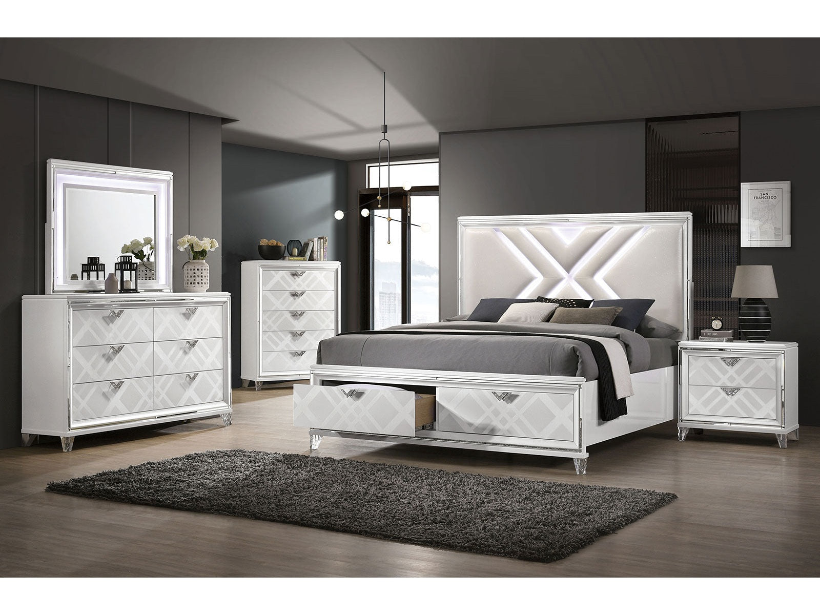 Emmeline White 4 Pc Queen Bedroom Set