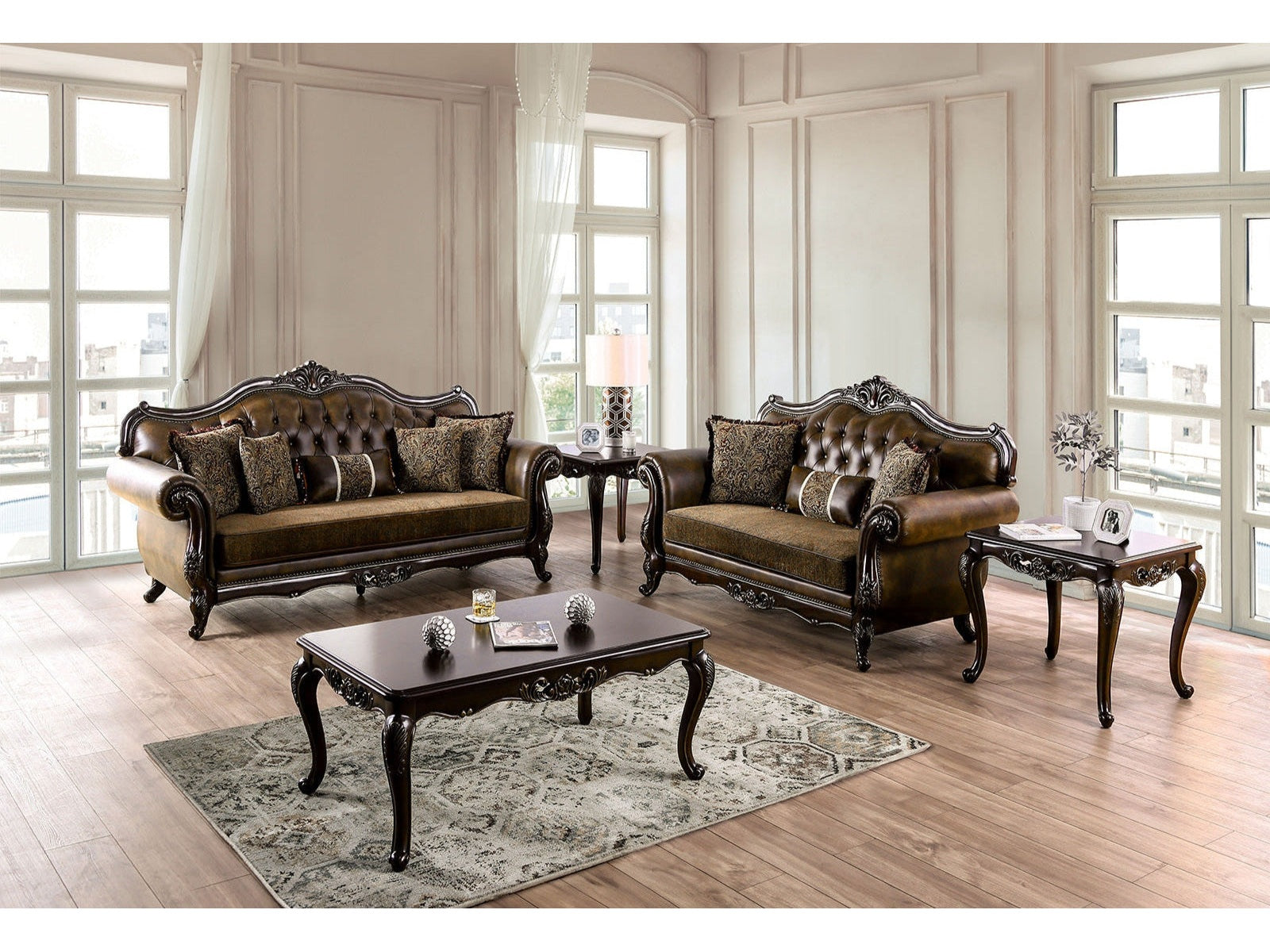 Ensenada Dark Cherry/Brown Sofa & Loveseat