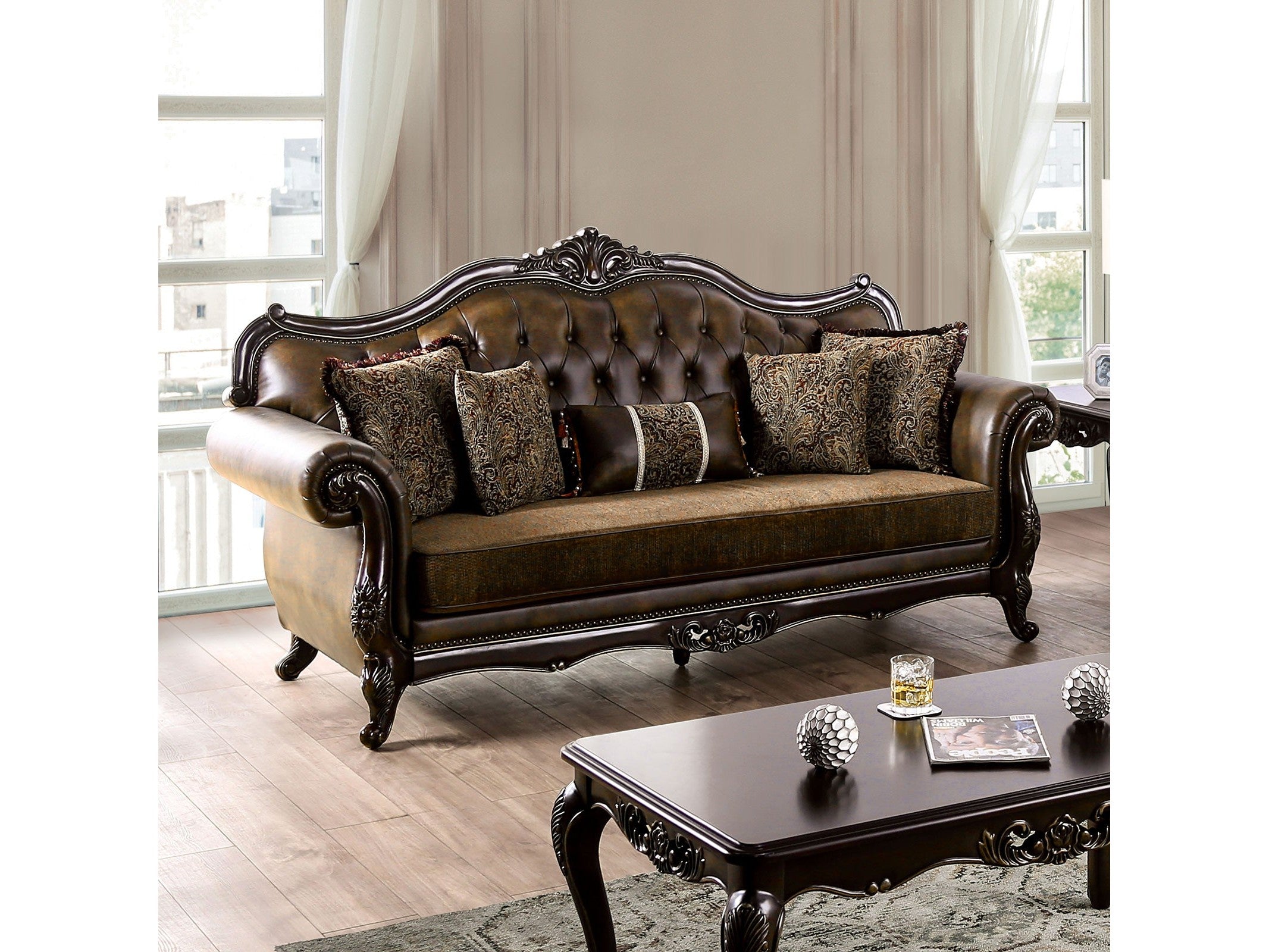 Ensenada Dark Cherry/Brown Sofa & Loveseat