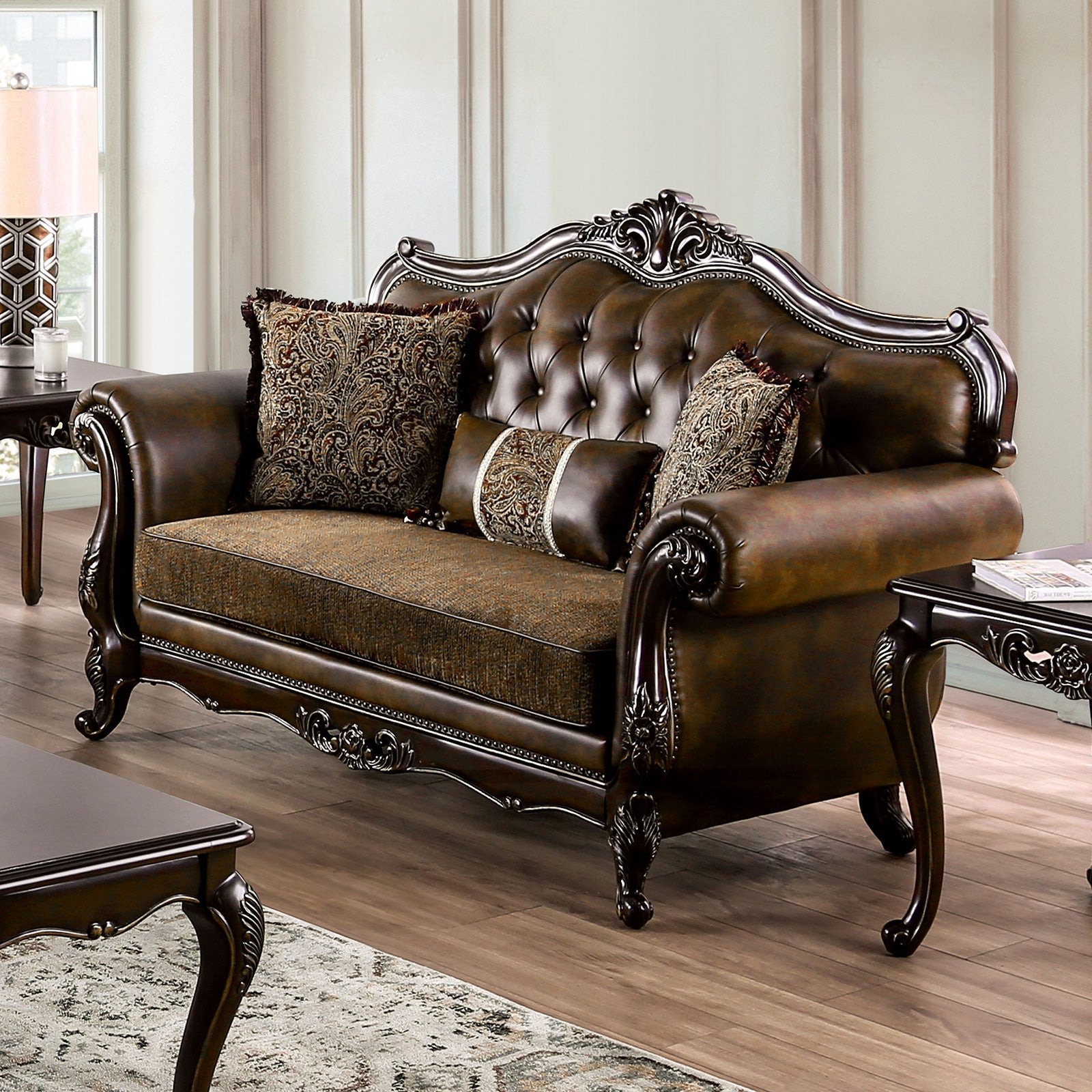 Ensenada Dark Cherry/Brown Sofa & Loveseat