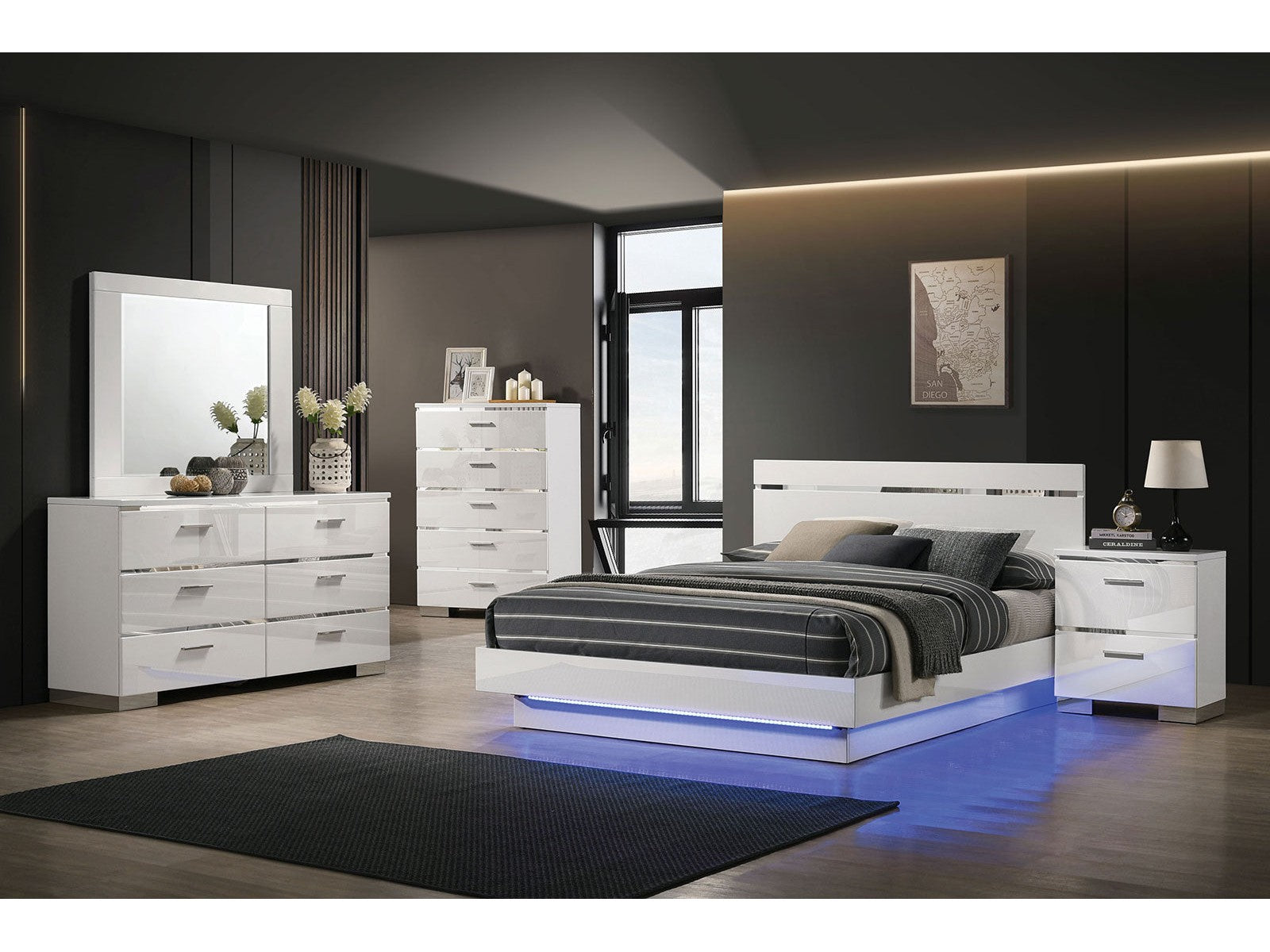 Erlach White/Chrome 4 Pc. Queen Bedroom Set