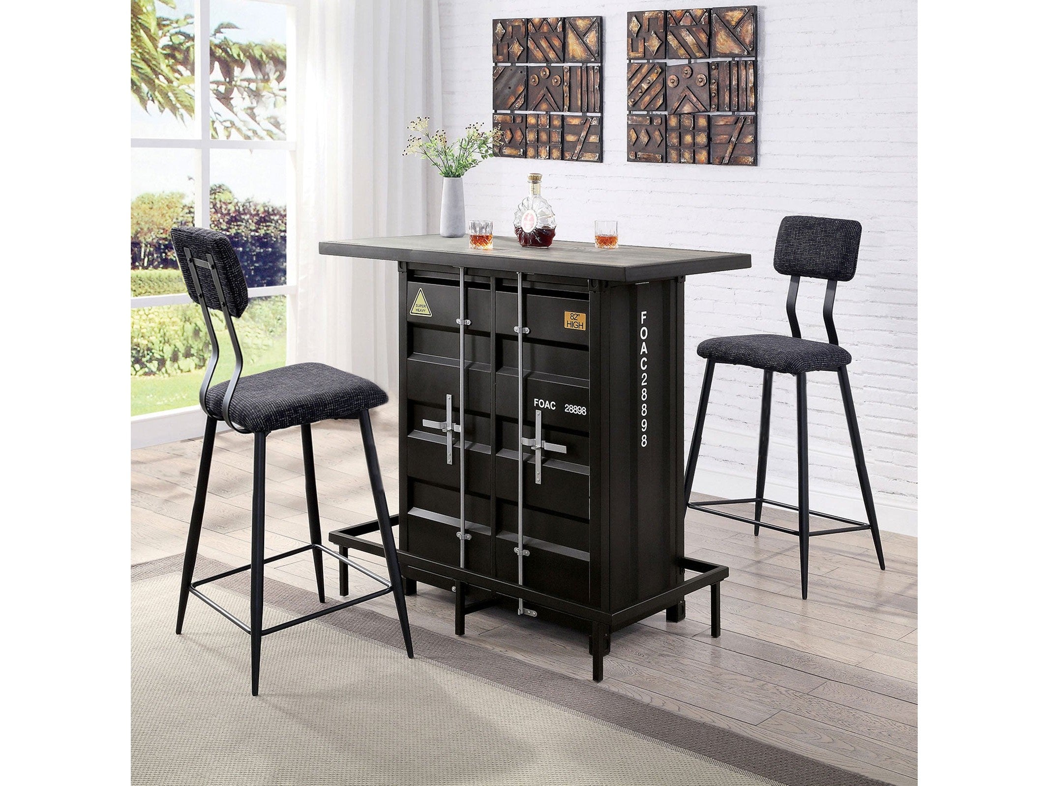 Esdargo Black/Distressed Dark Oak 3 Pc. Bar Table Set
