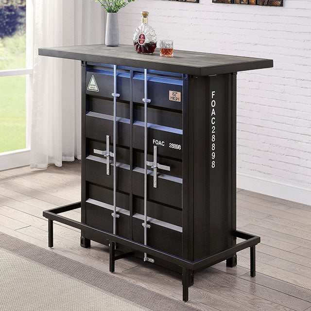 Esdargo Black/Distressed Dark Oak Bar Height Table w/ LED Light