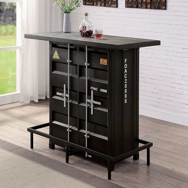 Esdargo Black/Distressed Dark Oak Bar Height Table w/ LED Light