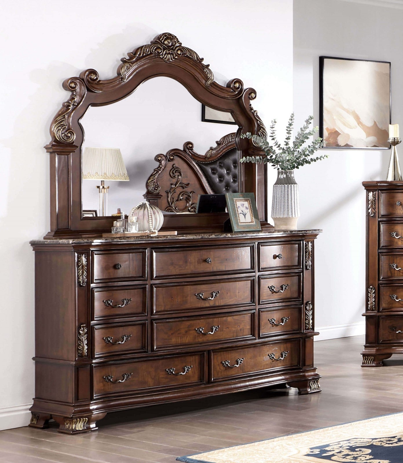 Esparanza Brown Cherry 5 Pc. Queen Bedroom Set w/ 2NS