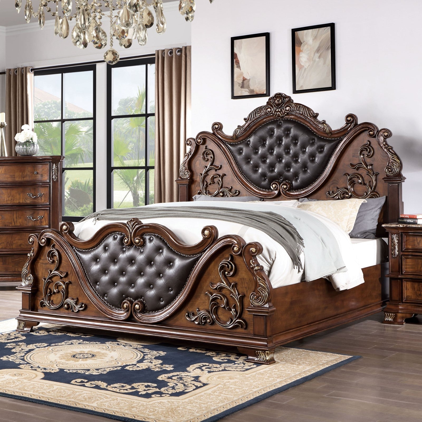 Esparanza Brown Cherry 5 Pc. Queen Bedroom Set w/ Chest
