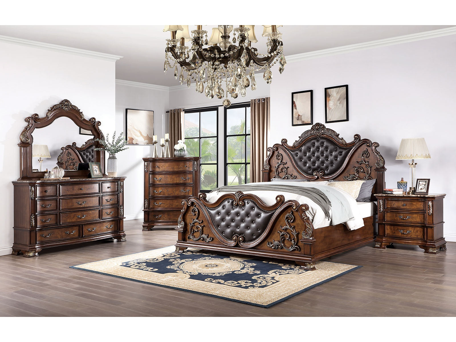 Esparanza Brown Cherry 5 Pc. Queen Bedroom Set w/ Chest
