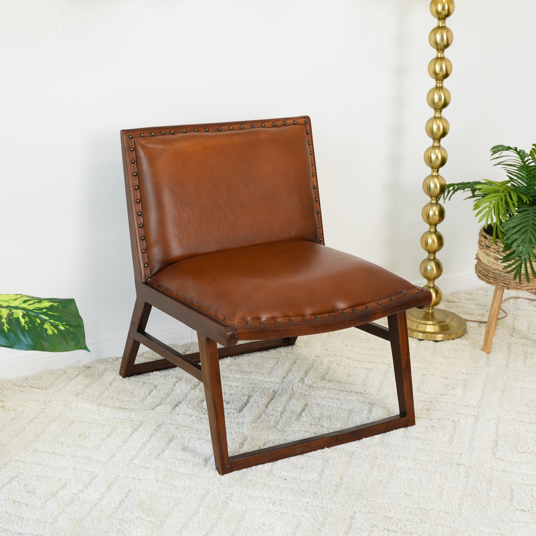 Everett Tan Leather Lounge Chair