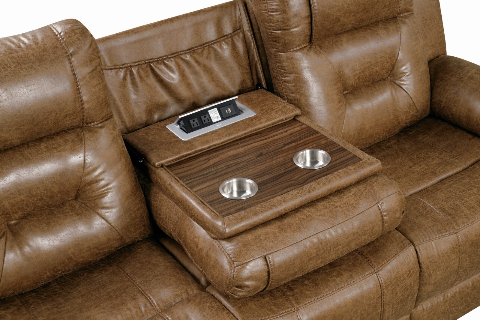 Ezekius Brown Leatherette Reclining Living Room Set
