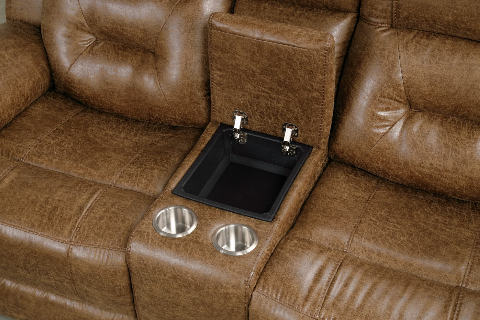 Ezekius Brown Leatherette Reclining Living Room Set