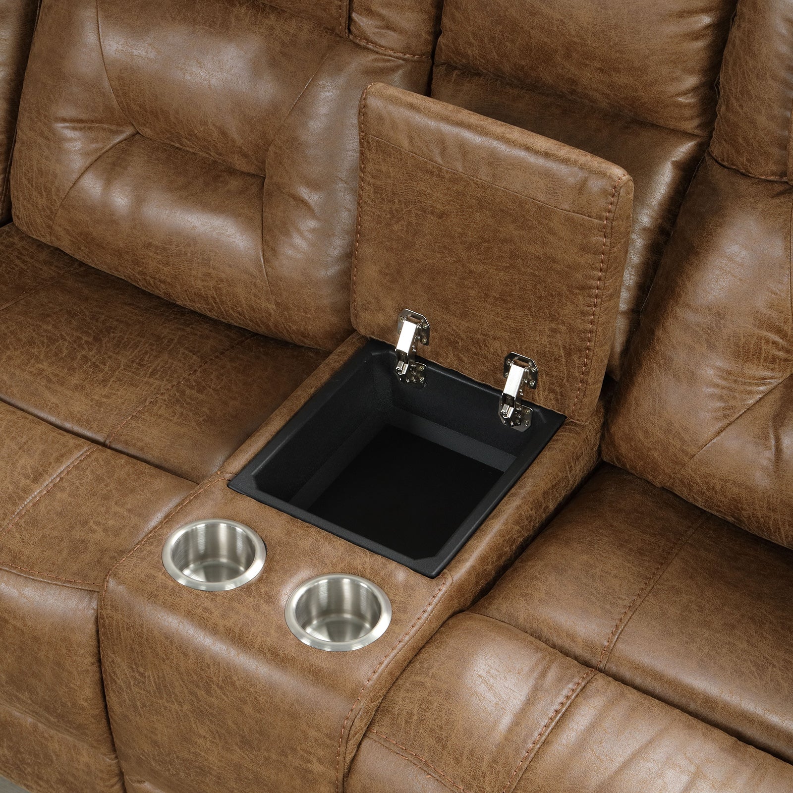 Ezekius Brown Leatherette  Reclining Sectinoal