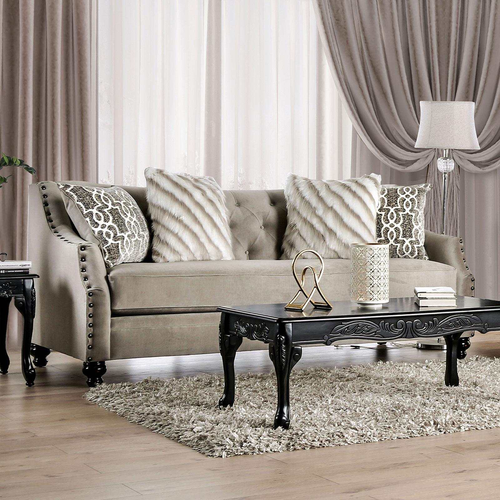 Ezrin Light Brown Stationary Sofa & Loveseat 2pc