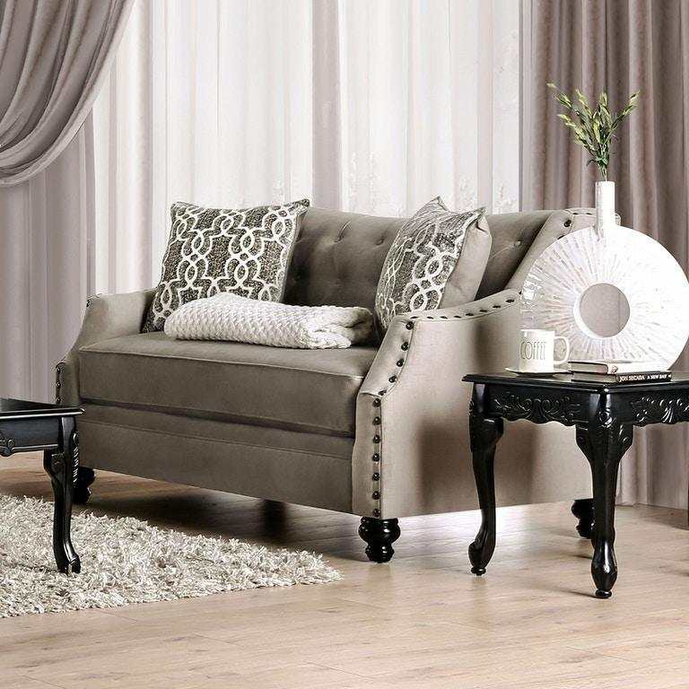 Ezrin Light Brown Stationary Sofa & Loveseat 2pc