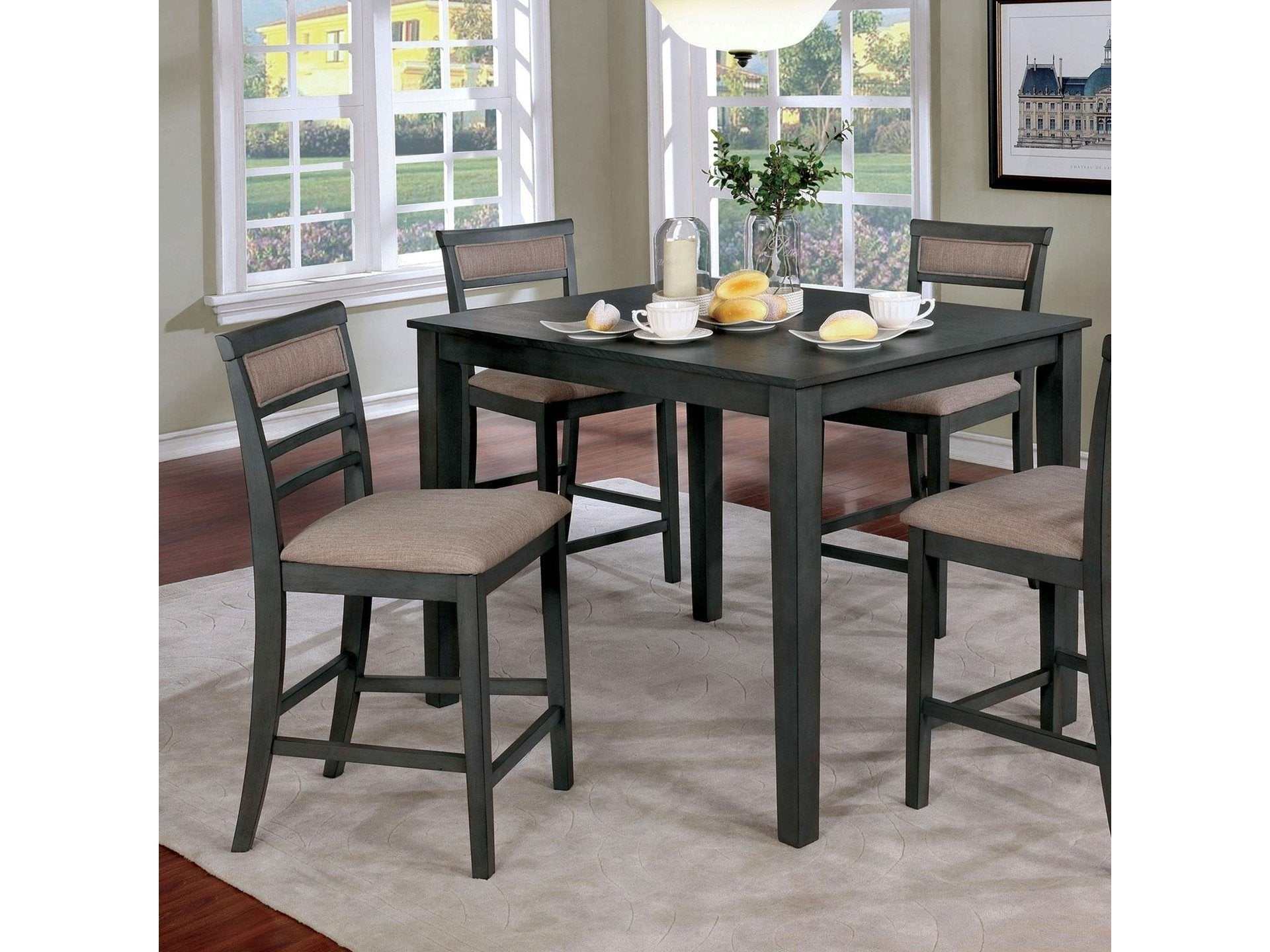 Fafnir Weathered Gray & Beige Dining Room Set (Set of 5)