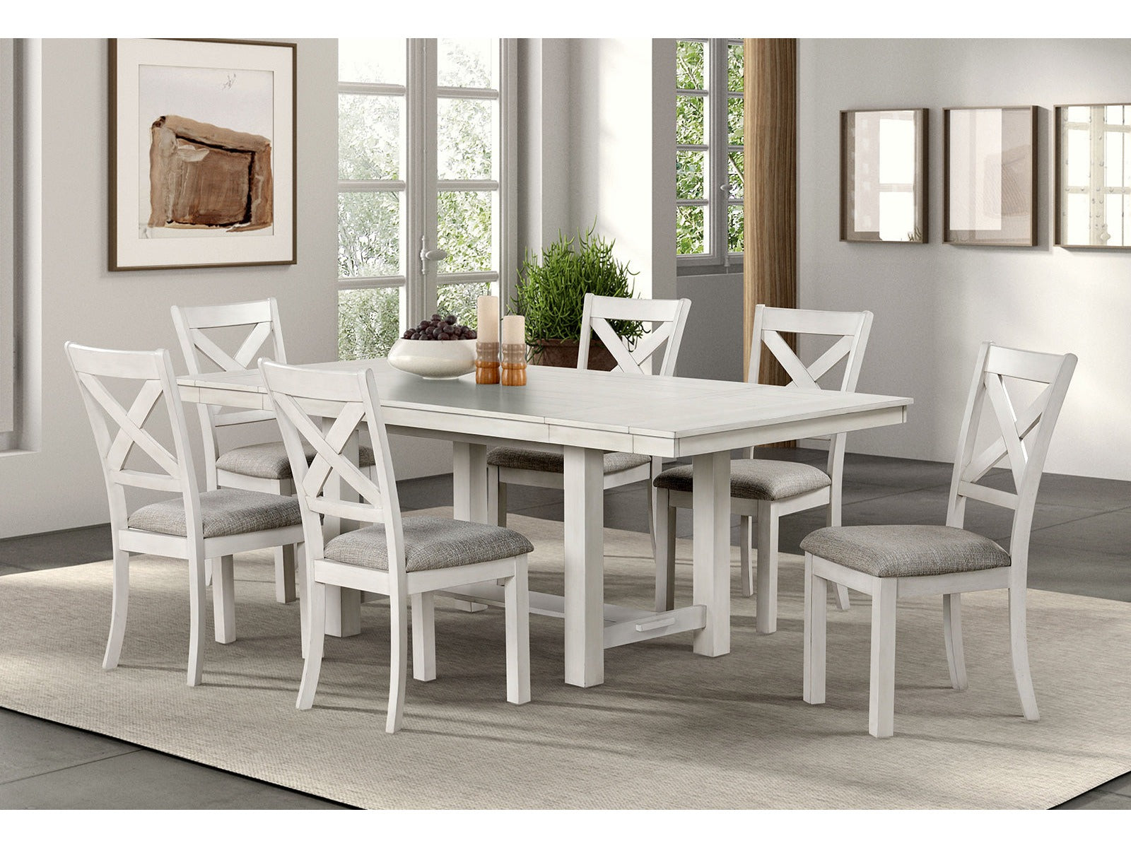 Ferrone Rustic White Oak 7 Piece Dining Set