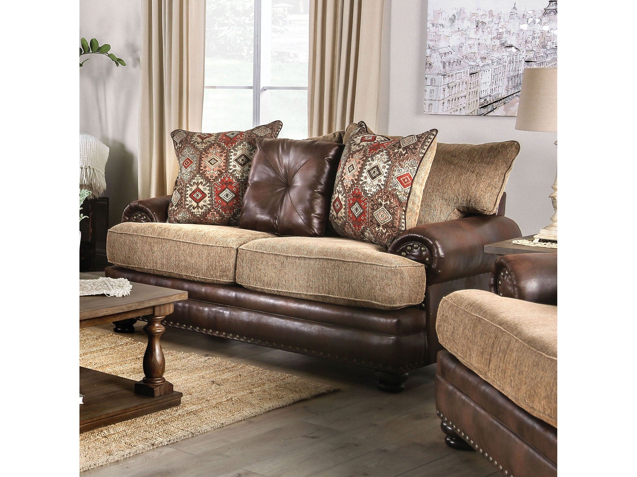 Fletcher Brown/Tan Loveseat