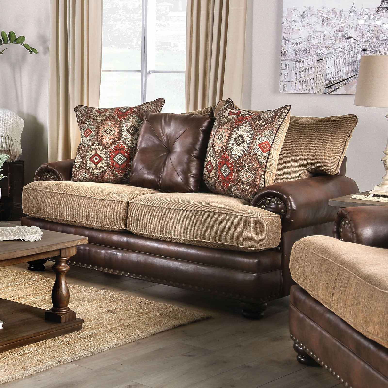 Fletcher Brown/Tan Sofa & Loveseat