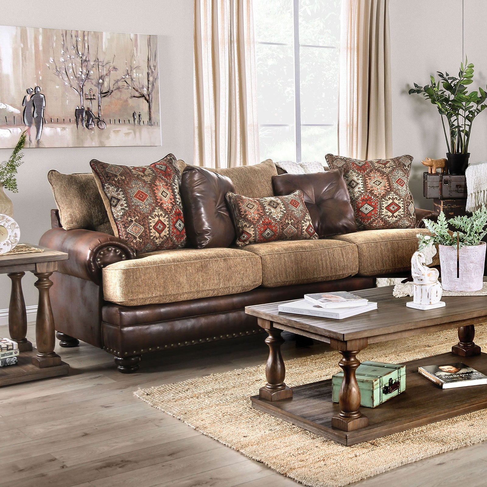 Fletcher Brown/Tan Sofa & Loveseat