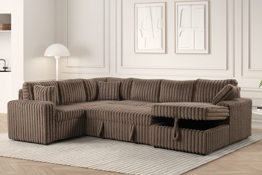 Mocha Sectional with Pullout Bed