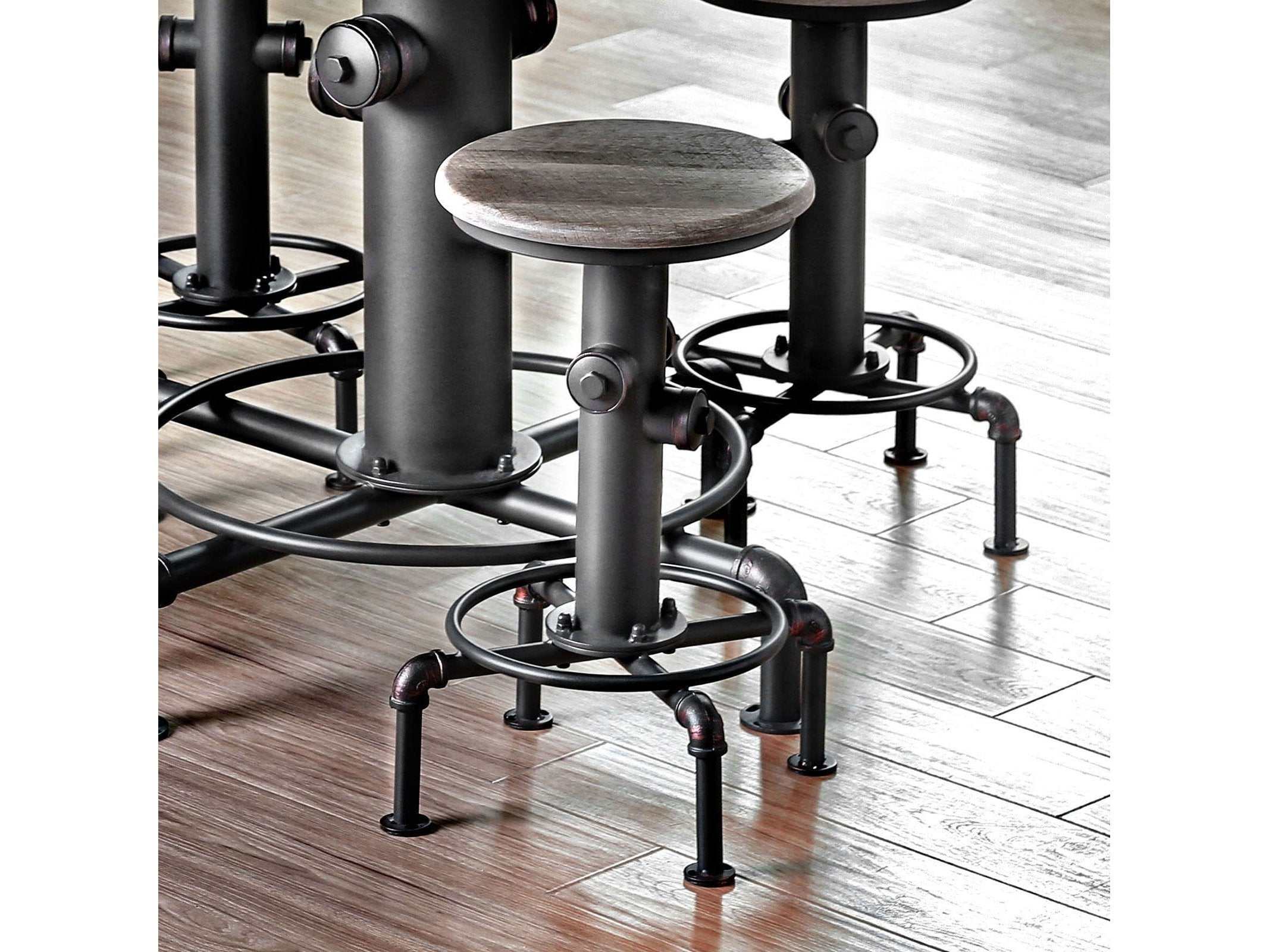 Foskey Antique Black & Natural Tone Counter Ht. Chair (Set of 2)
