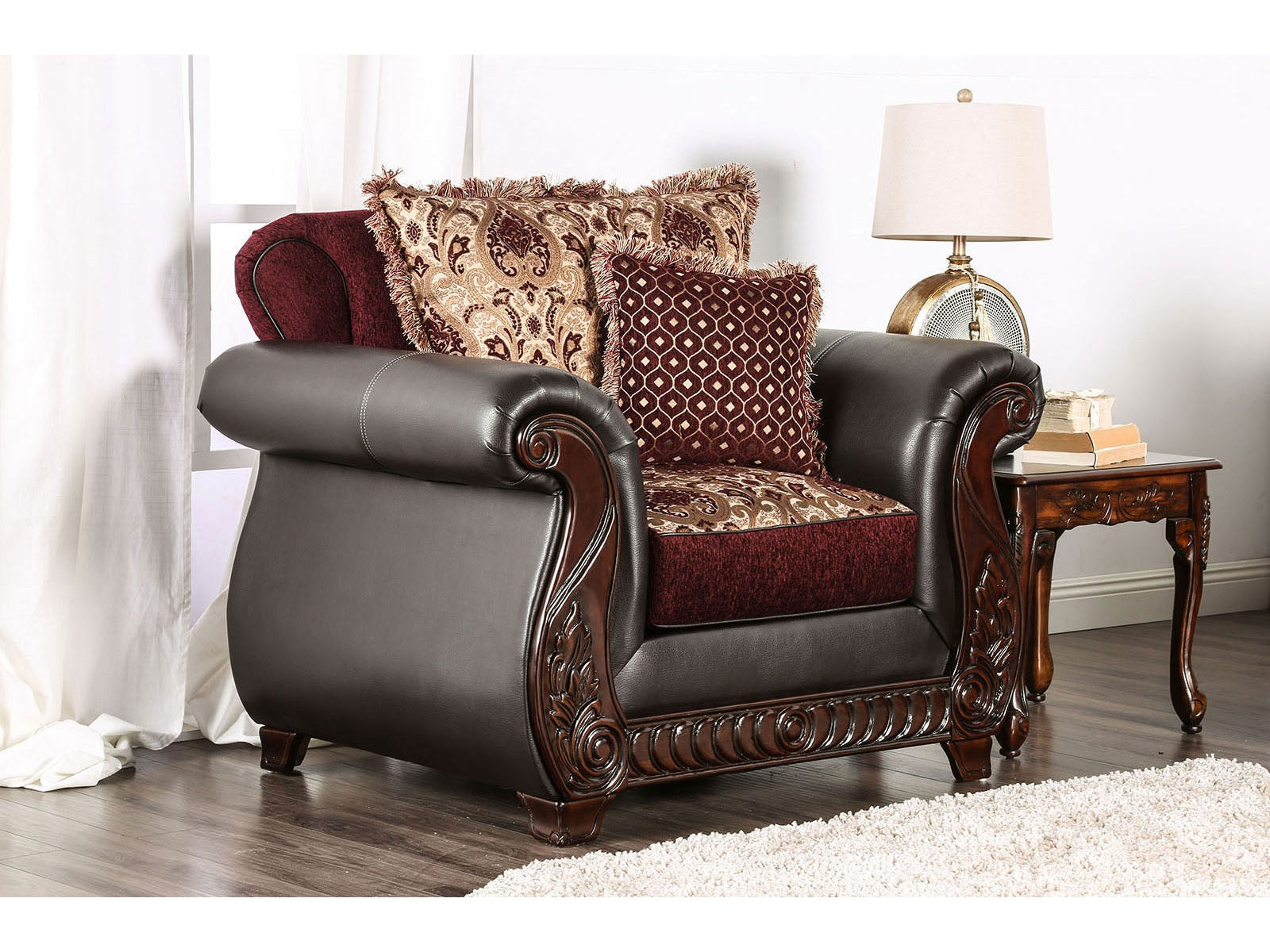 Franklin Burgundy/Espresso Chair