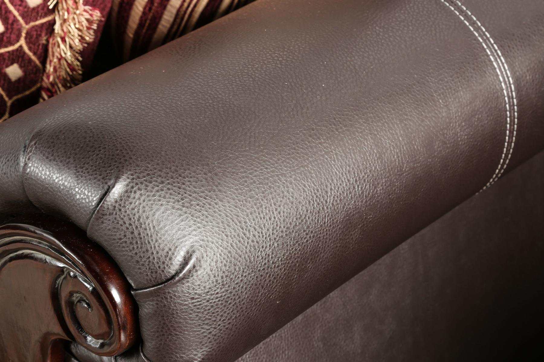 Franklin Burgundy & Espresso Stationary Sofa & Loveseat 2pc