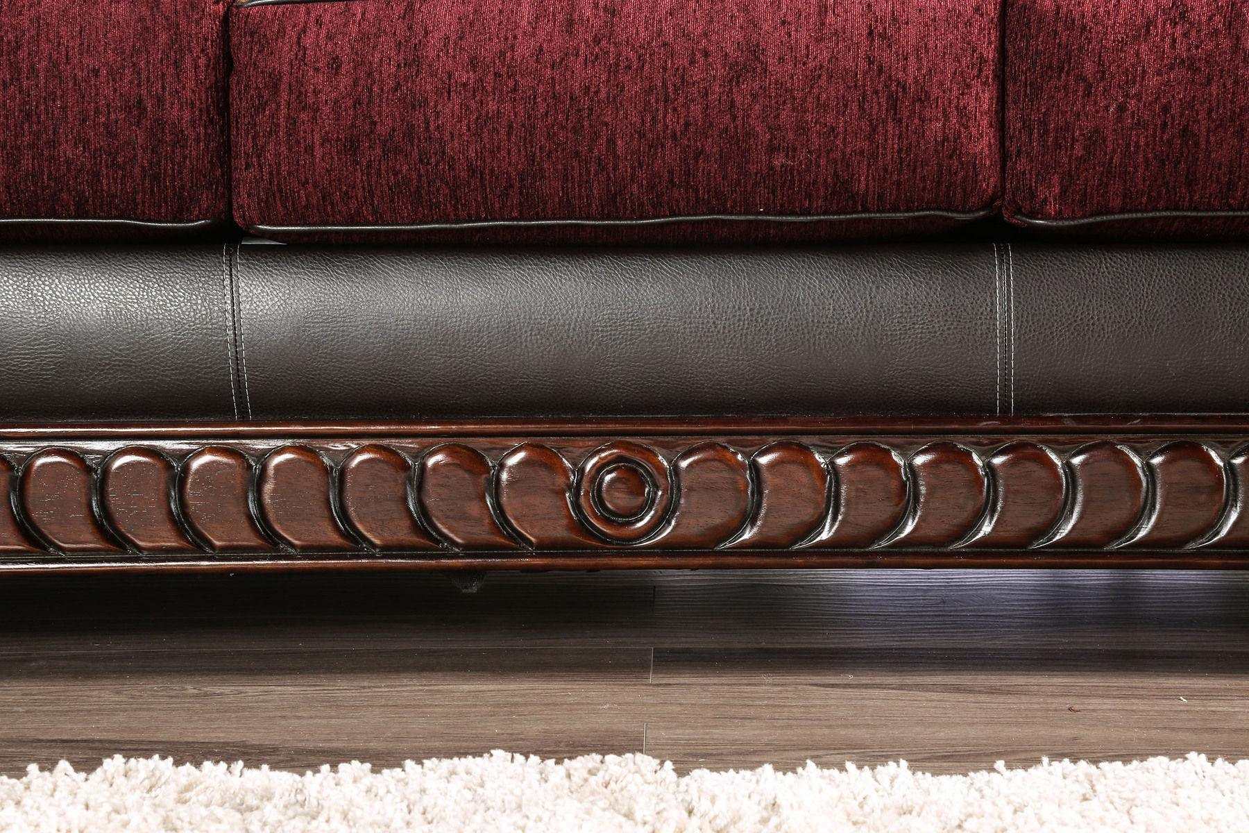 Franklin Burgundy & Espresso Stationary Sofa & Loveseat 2pc
