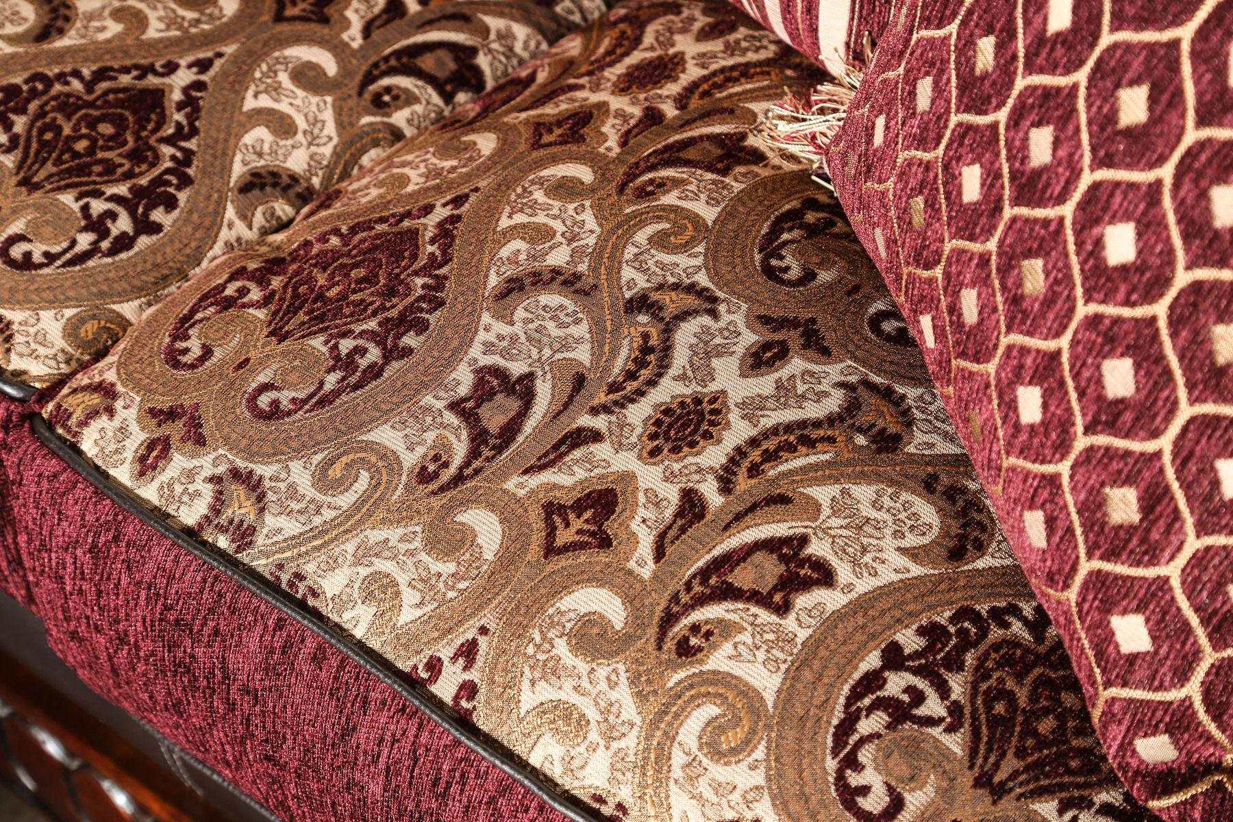 Franklin Burgundy & Espresso Stationary Sofa