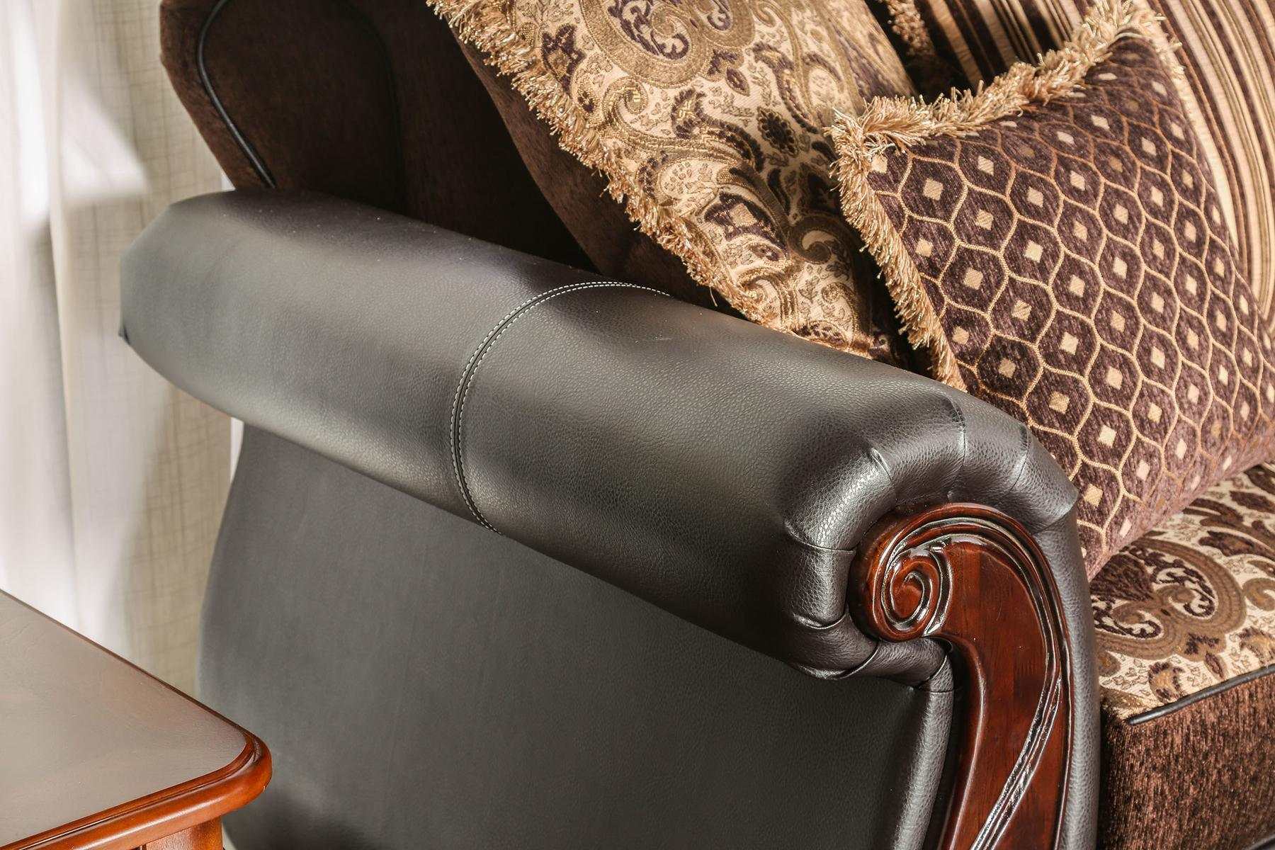 Franklin Dark Brown & Tan Stationary Sofa & Loveseat 2pc