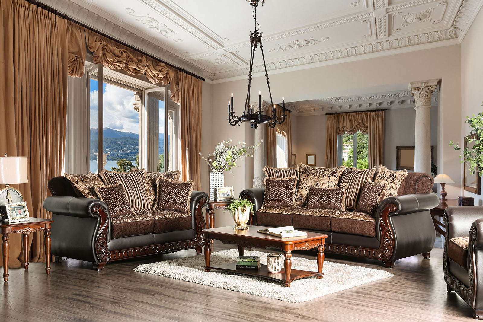 Franklin Dark Brown & Tan Sofa