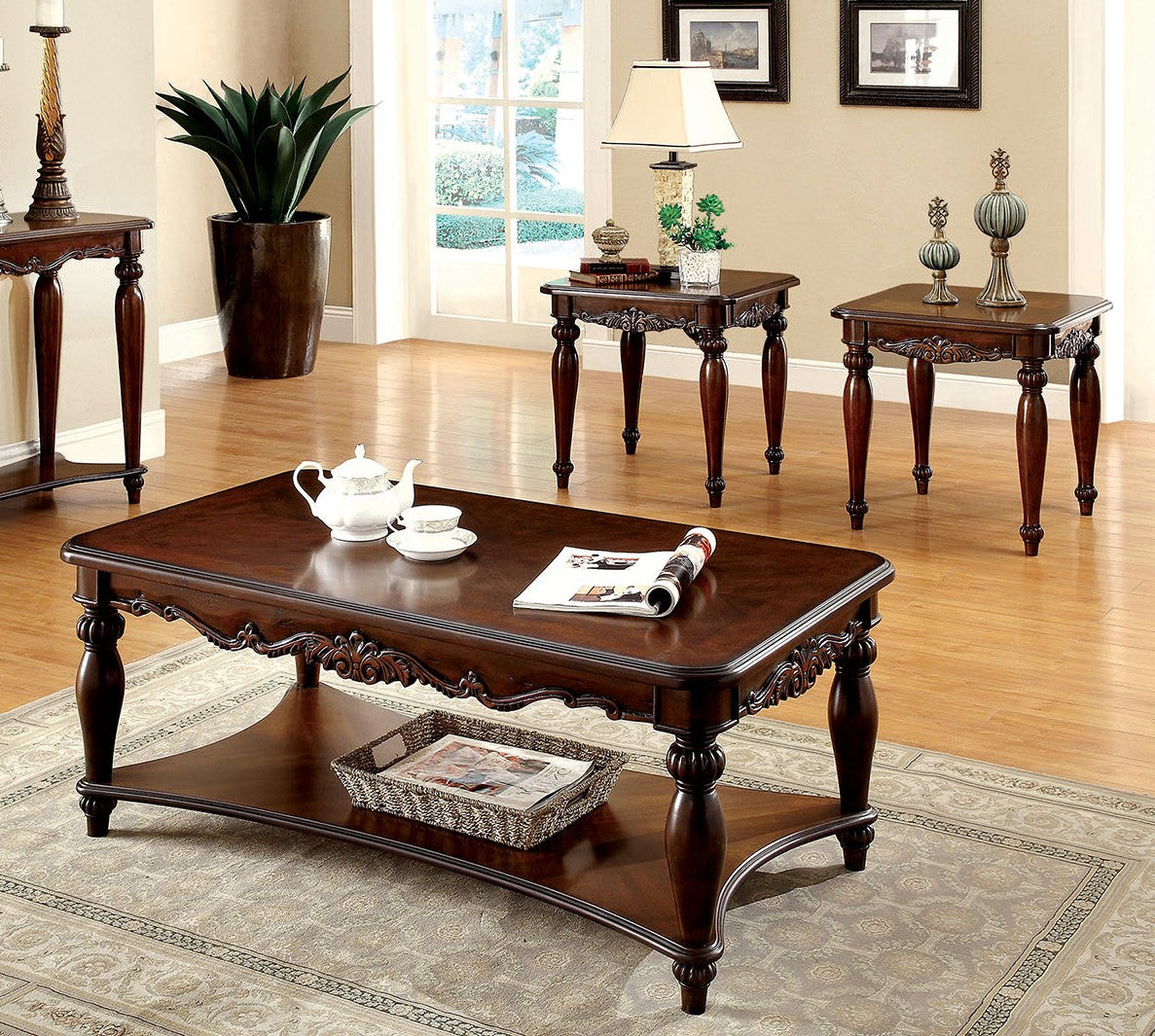Franklin Dark Brown & Tan Stationary Sofa & Loveseat 2pc