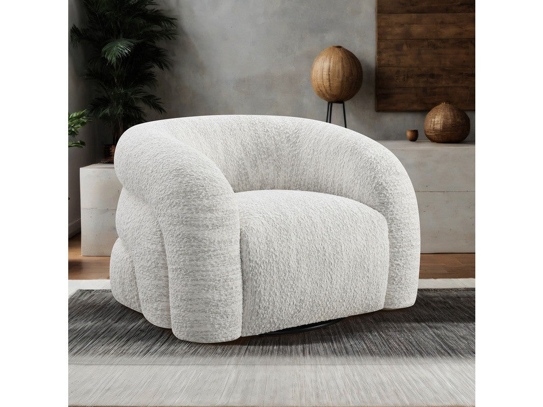 Freja Cotton White Swivel Chair