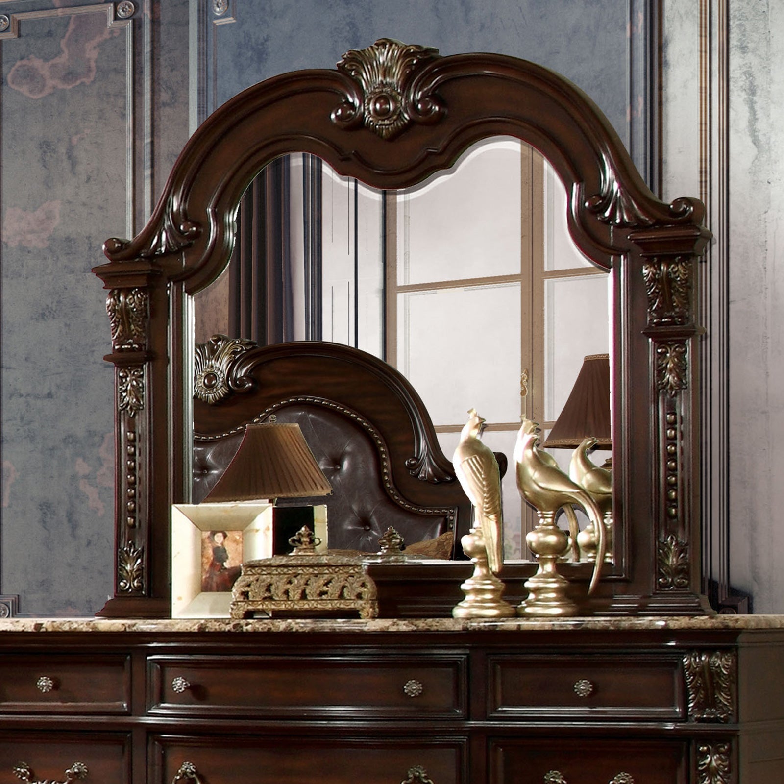Fromberg Brown Cherry 5 Piece Bedroom Set w/2 Nightstands