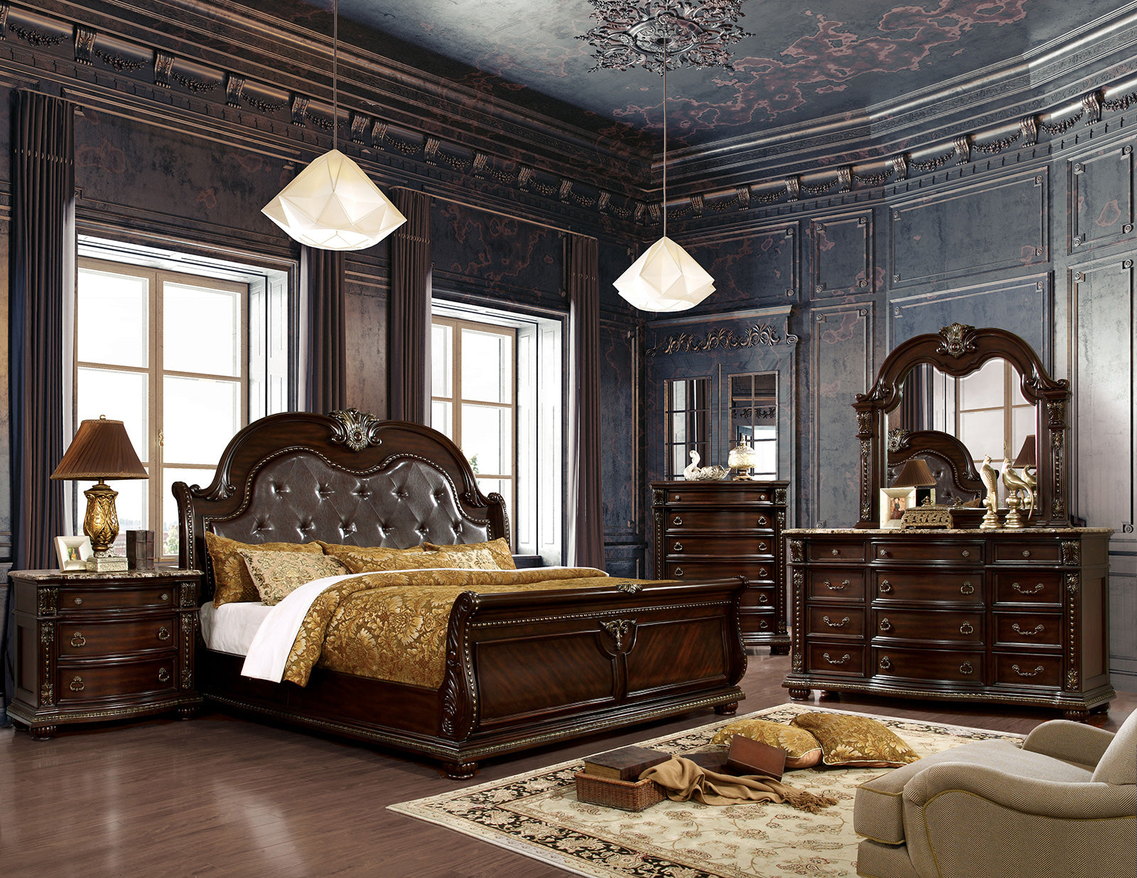 Fromberg Brown Cherry  Queen Bed