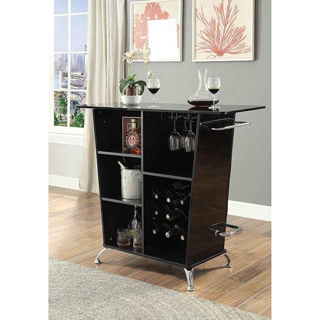 Fuero Black/Chrome Bar Table