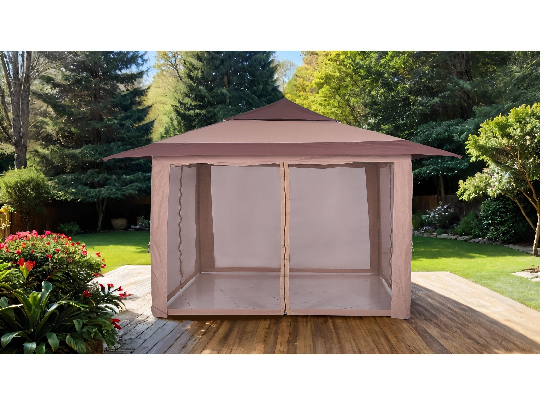 Genoa Brown Pop Up Gazebo 12' X12'