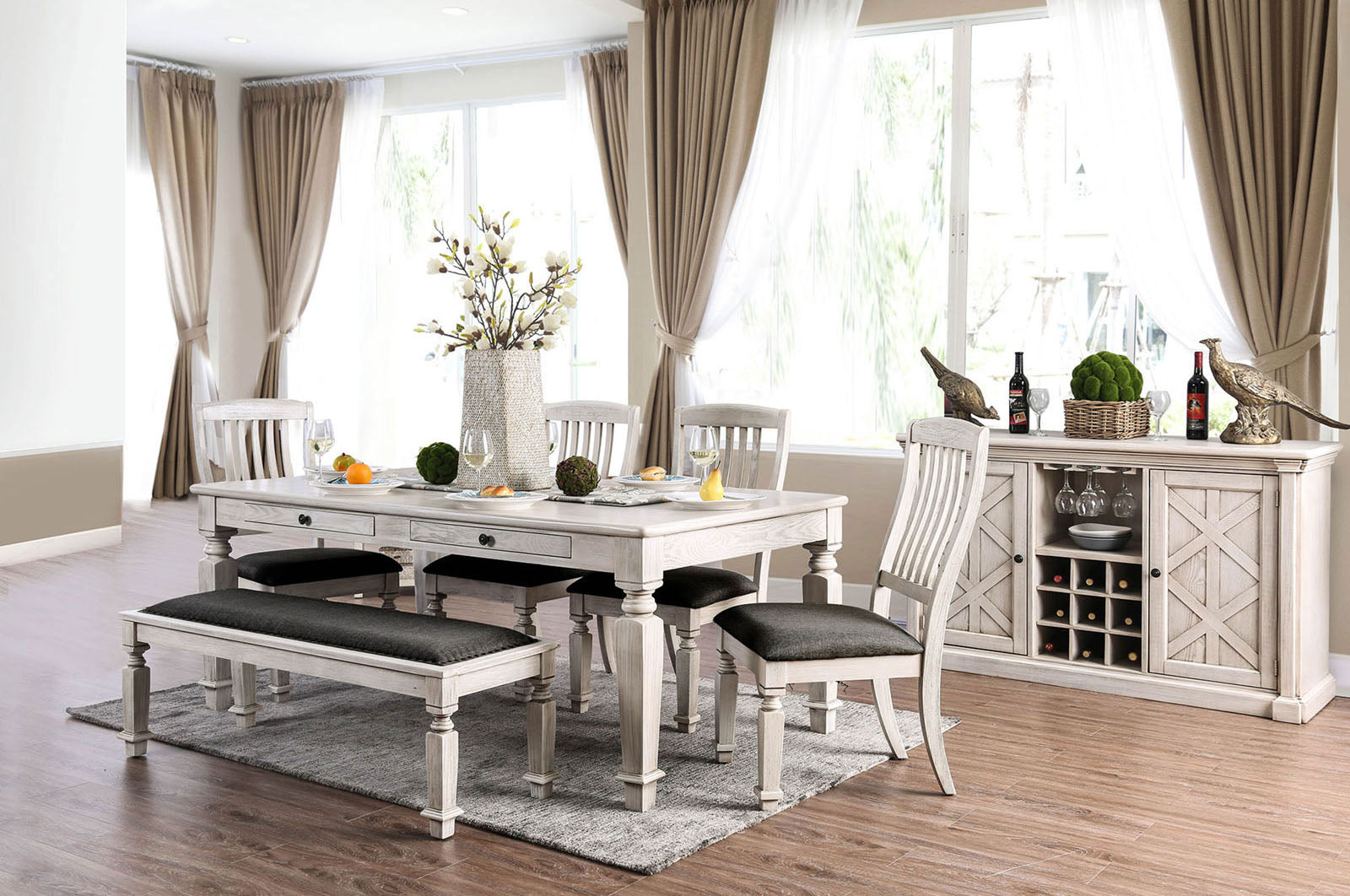 Georgia Antique White/Gray 7 Pc. Dining Room Set