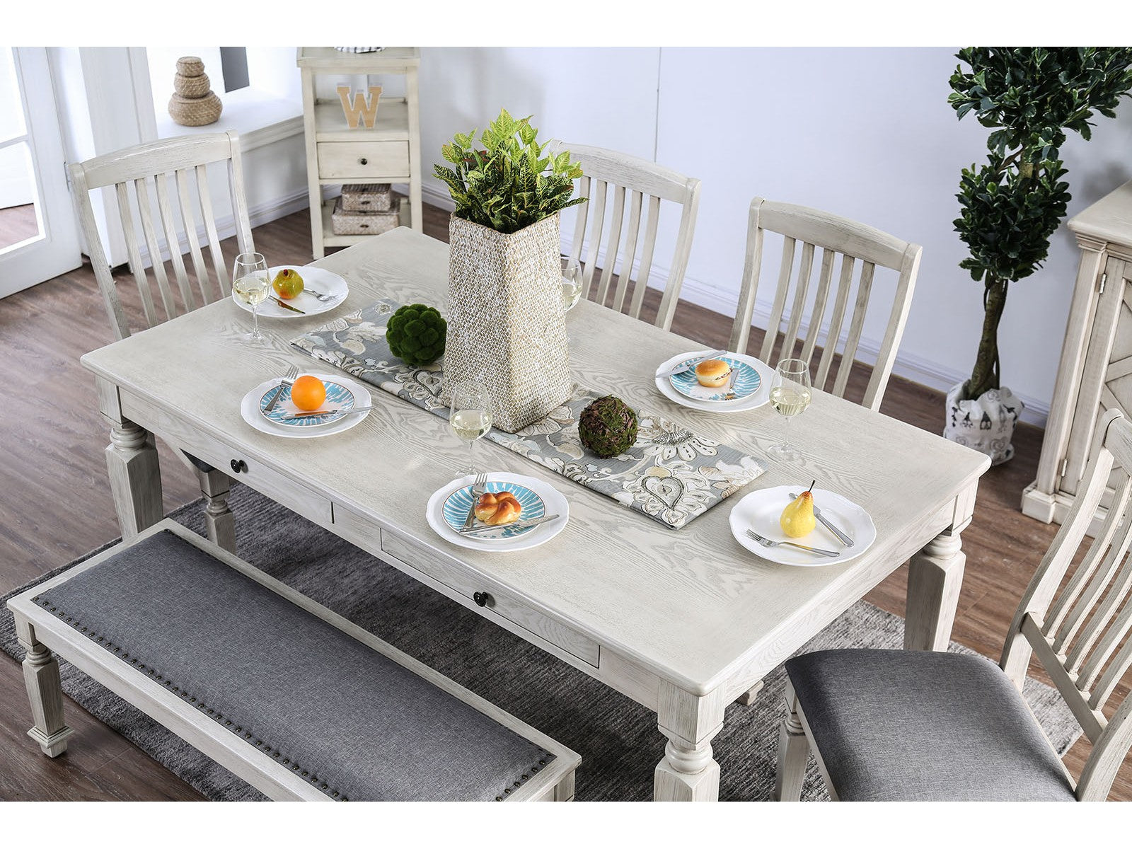 Georgia Antique White/Gray 7 Pc. Dining Room Set