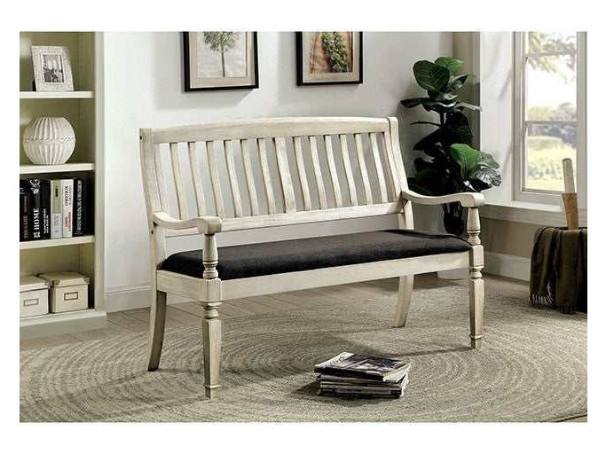 Georgia Antique White/Gray Loveseat Bench