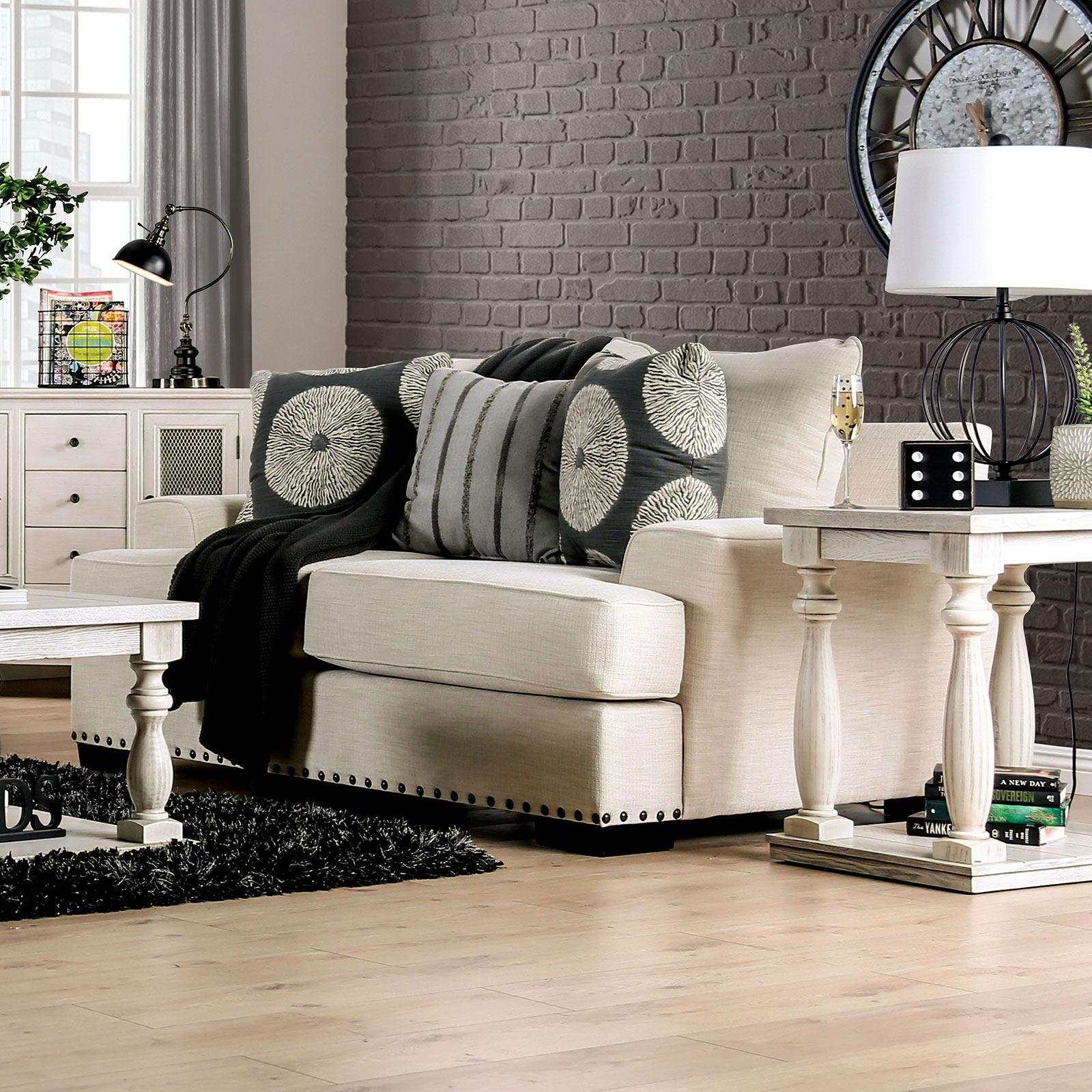 Germaine Ivory Stationary Sofa & Loveseat 2pc