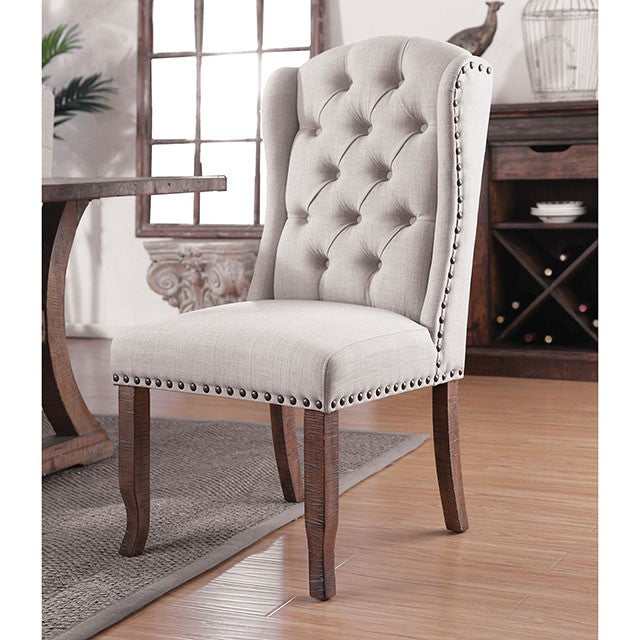 Gianna Rustic Oak/Ivory Wingback Chair (Set of 2)