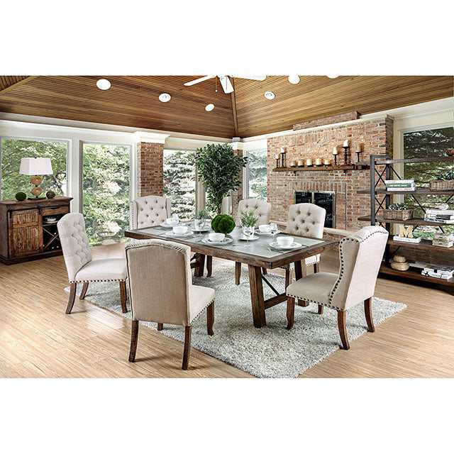 Gianna Rustic Oak/Ivory Wingback Chair (Set of 2)