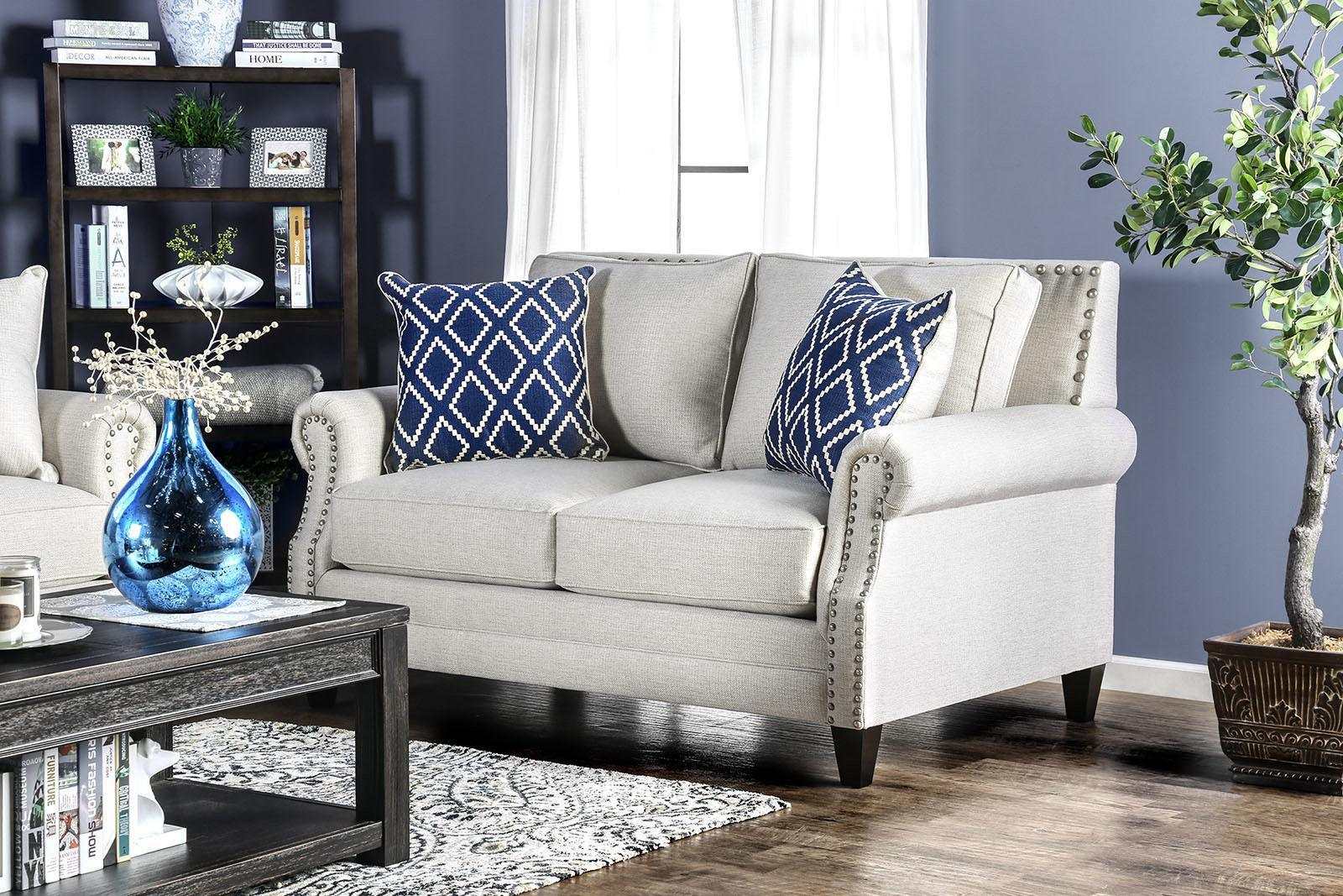 Giovanni Beige Stationary Sofa & Loveseat 2pc