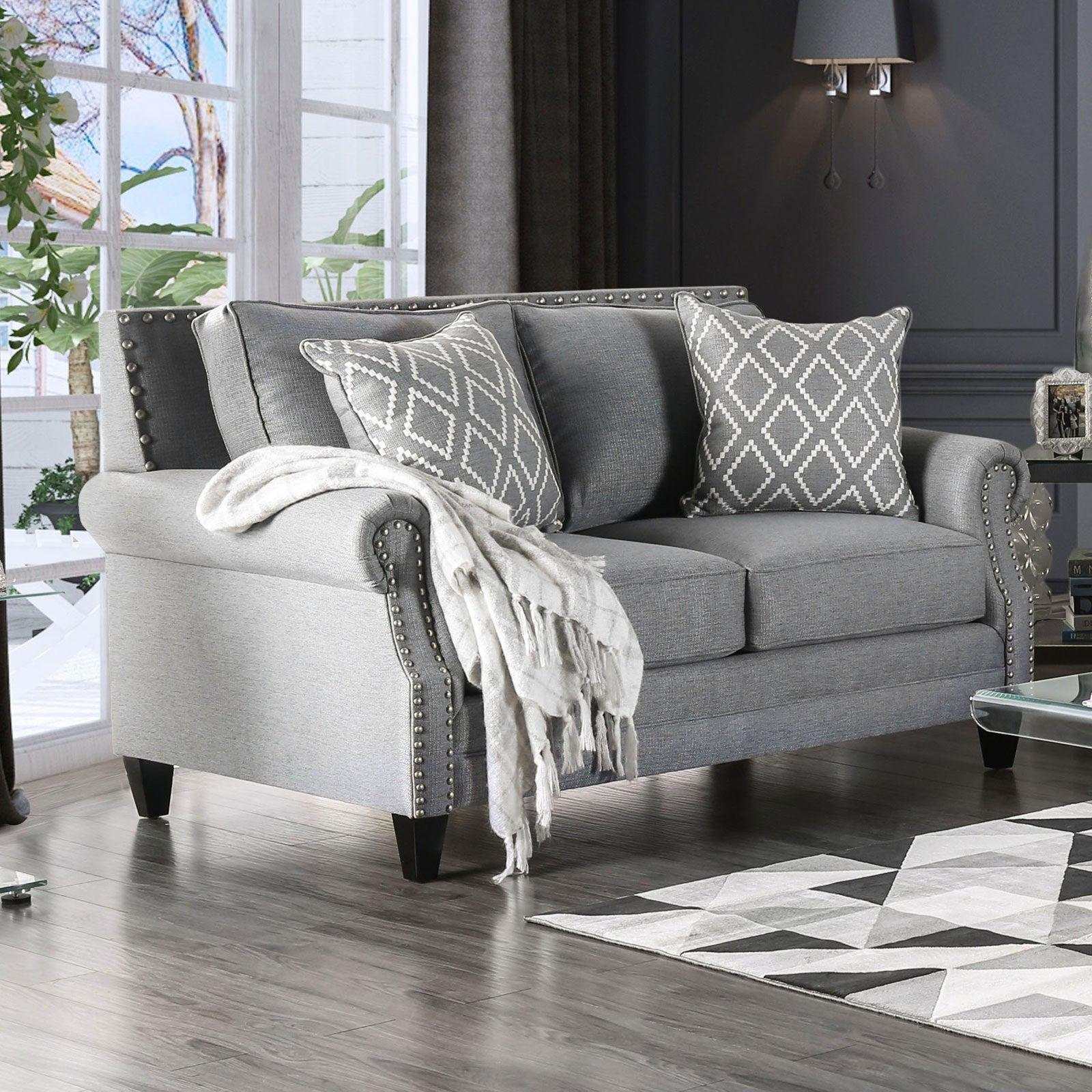 Giovanni Gray Stationary Sofa & Loveseat 2pc