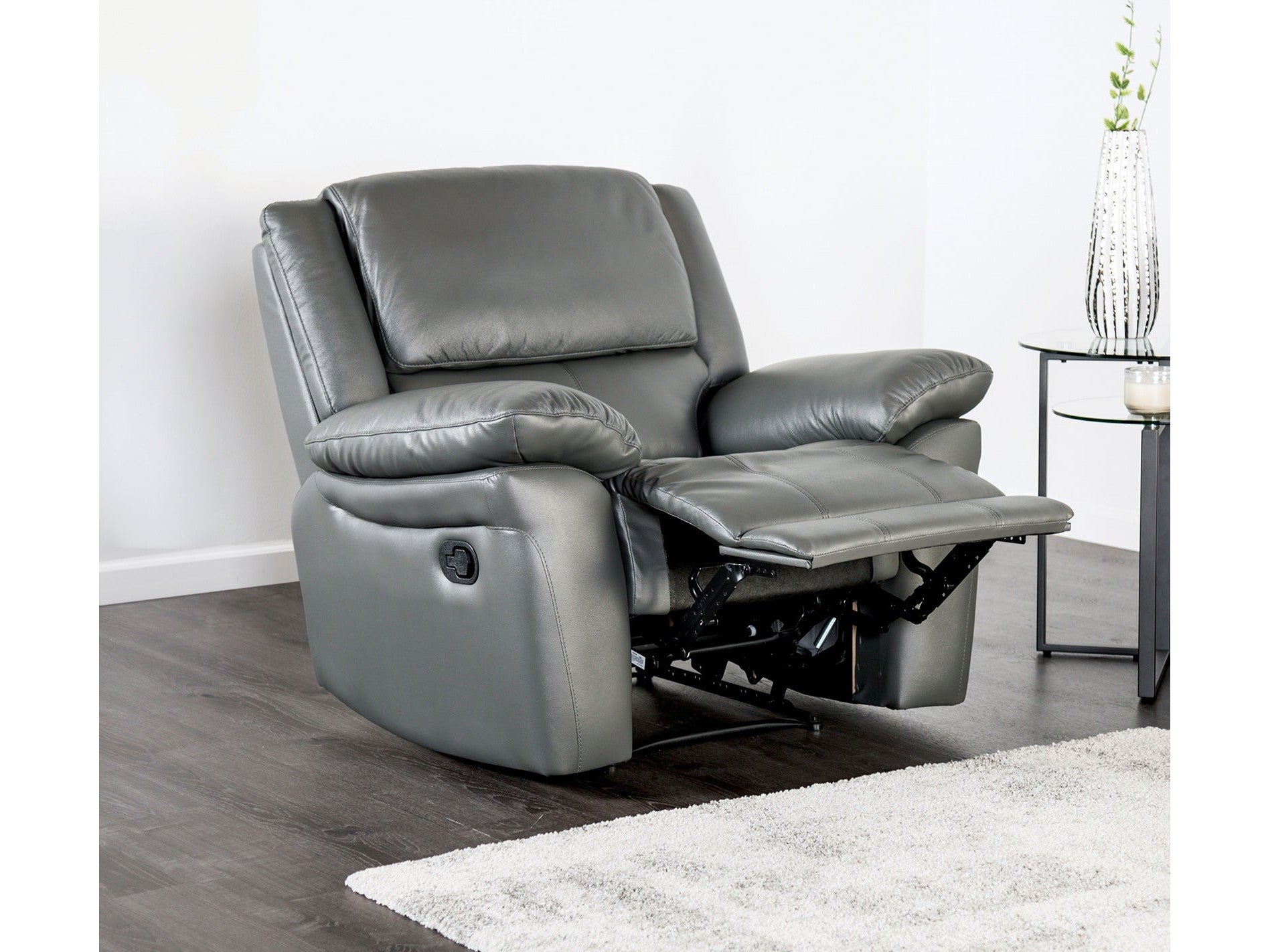 Glarus Dark Gray Leather Match Recliner